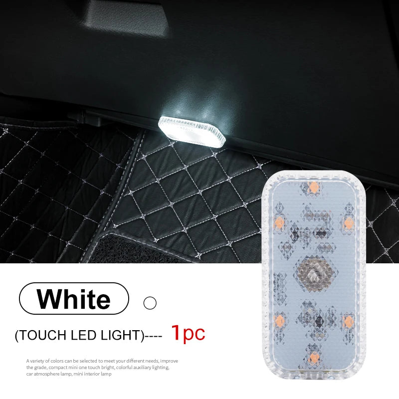 Mini Wireless LED Touch Light for Car Interior – USB Rechargeable Reading Lamp for Roof, Door & Storage