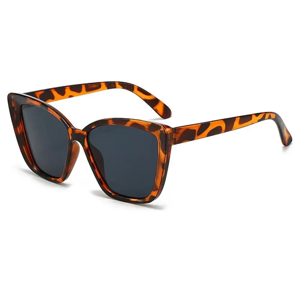 Leopard Square Frame Sunglasses for Women – UV400 Cat Eye Style