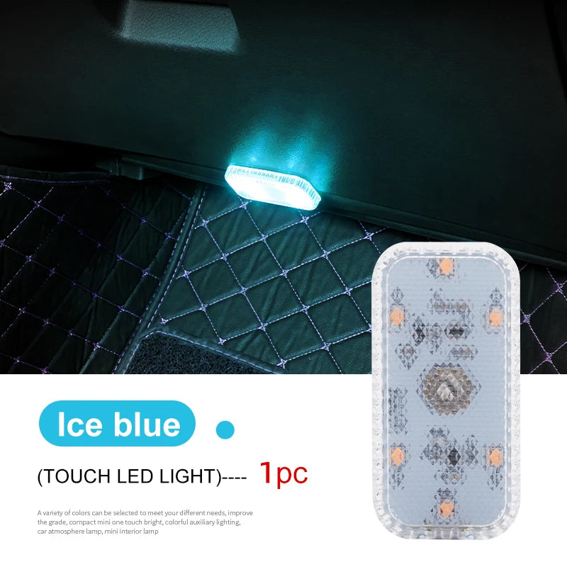 Mini Wireless LED Touch Light for Car Interior – USB Rechargeable Reading Lamp for Roof, Door & Storage