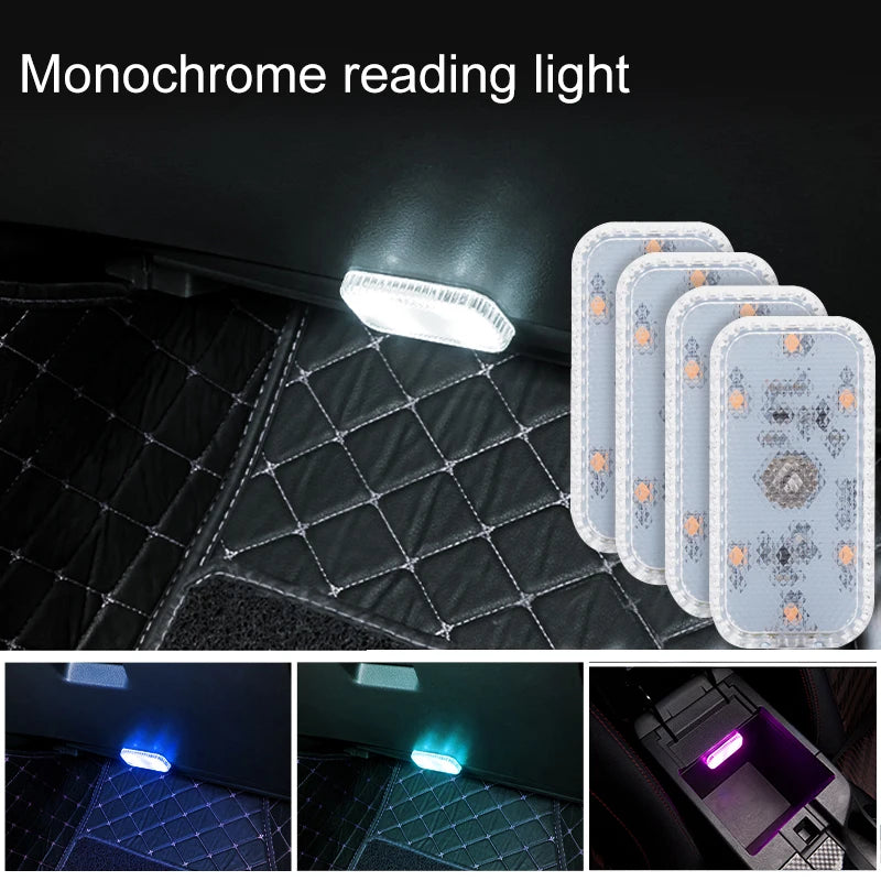 Mini Wireless LED Touch Light for Car Interior – USB Rechargeable Reading Lamp for Roof, Door & Storage