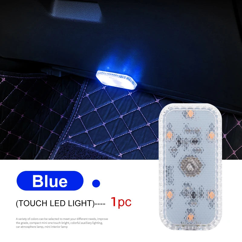 Mini Wireless LED Touch Light for Car Interior – USB Rechargeable Reading Lamp for Roof, Door & Storage
