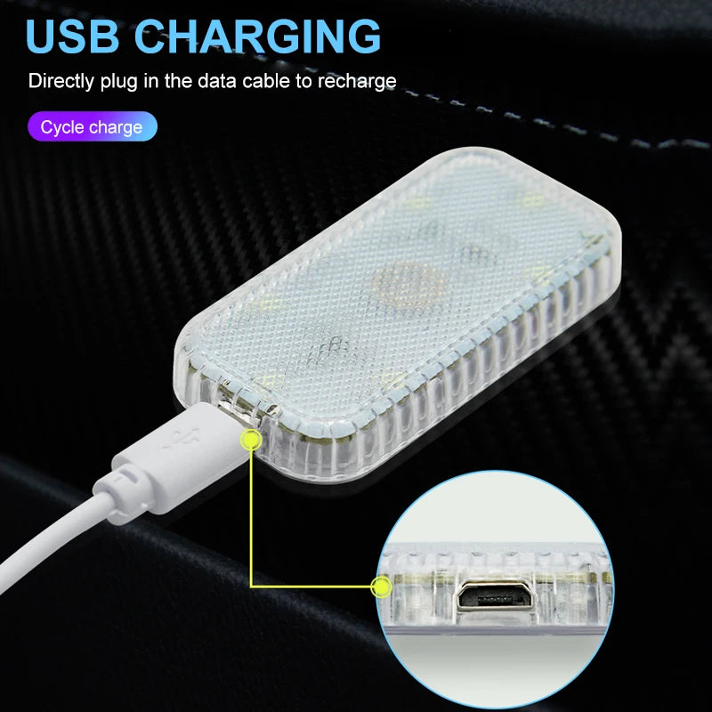 Mini Wireless LED Touch Light for Car Interior – USB Rechargeable Reading Lamp for Roof, Door & Storage