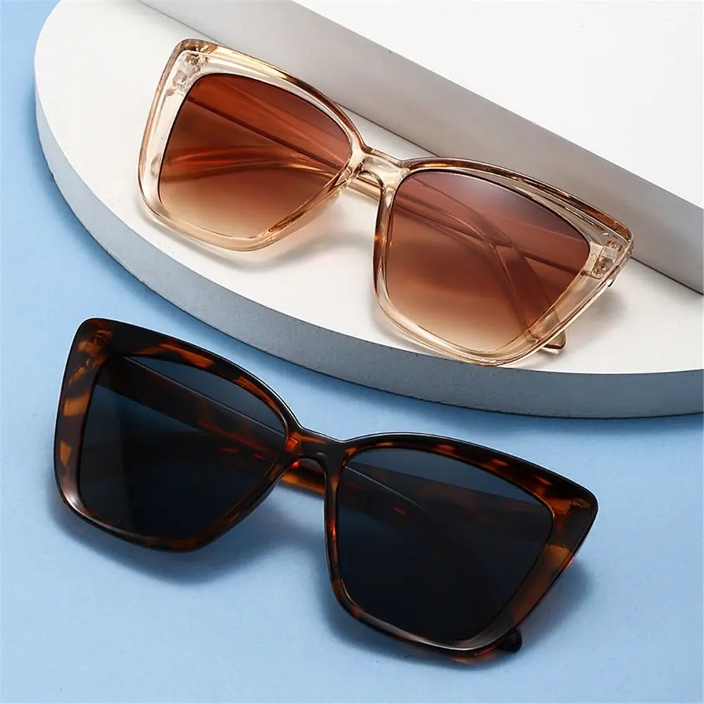 Leopard Square Frame Sunglasses for Women – UV400 Cat Eye Style