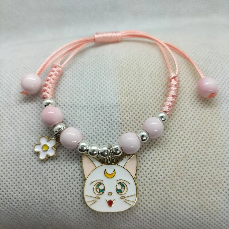 Cartoon Animal Charm Bracelet – Cat & Flower Friendship Jewelry for Girls