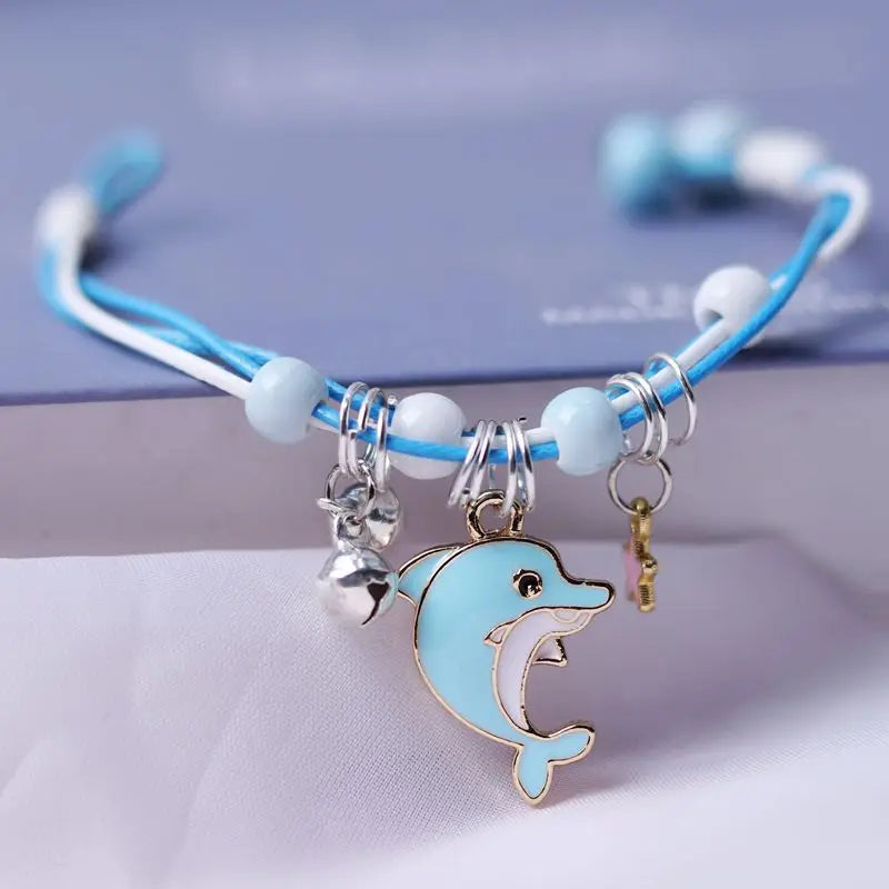 Cartoon Animal Charm Bracelet – Cat & Flower Friendship Jewelry for Girls