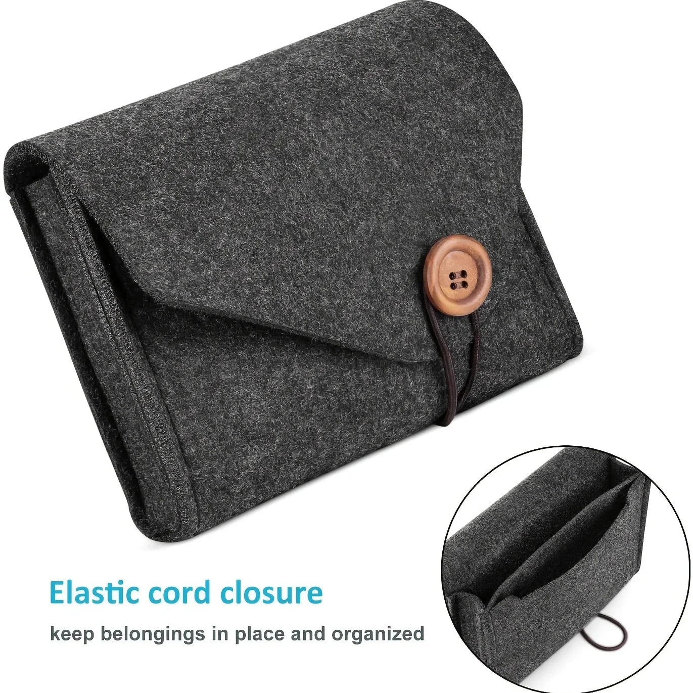 Travel Electronics Organizer – Felt Storage Case for Cables & Adapters