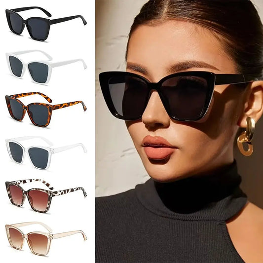 Leopard Square Frame Sunglasses for Women – UV400 Cat Eye Style