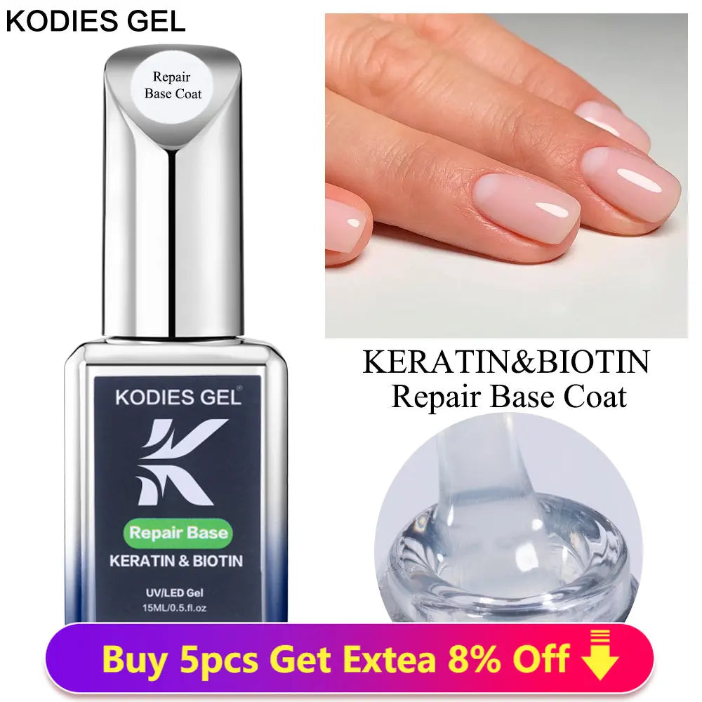 KODIES GEL Repair Base Coat — Keratin & Biotin Nail Strengthener 15ML