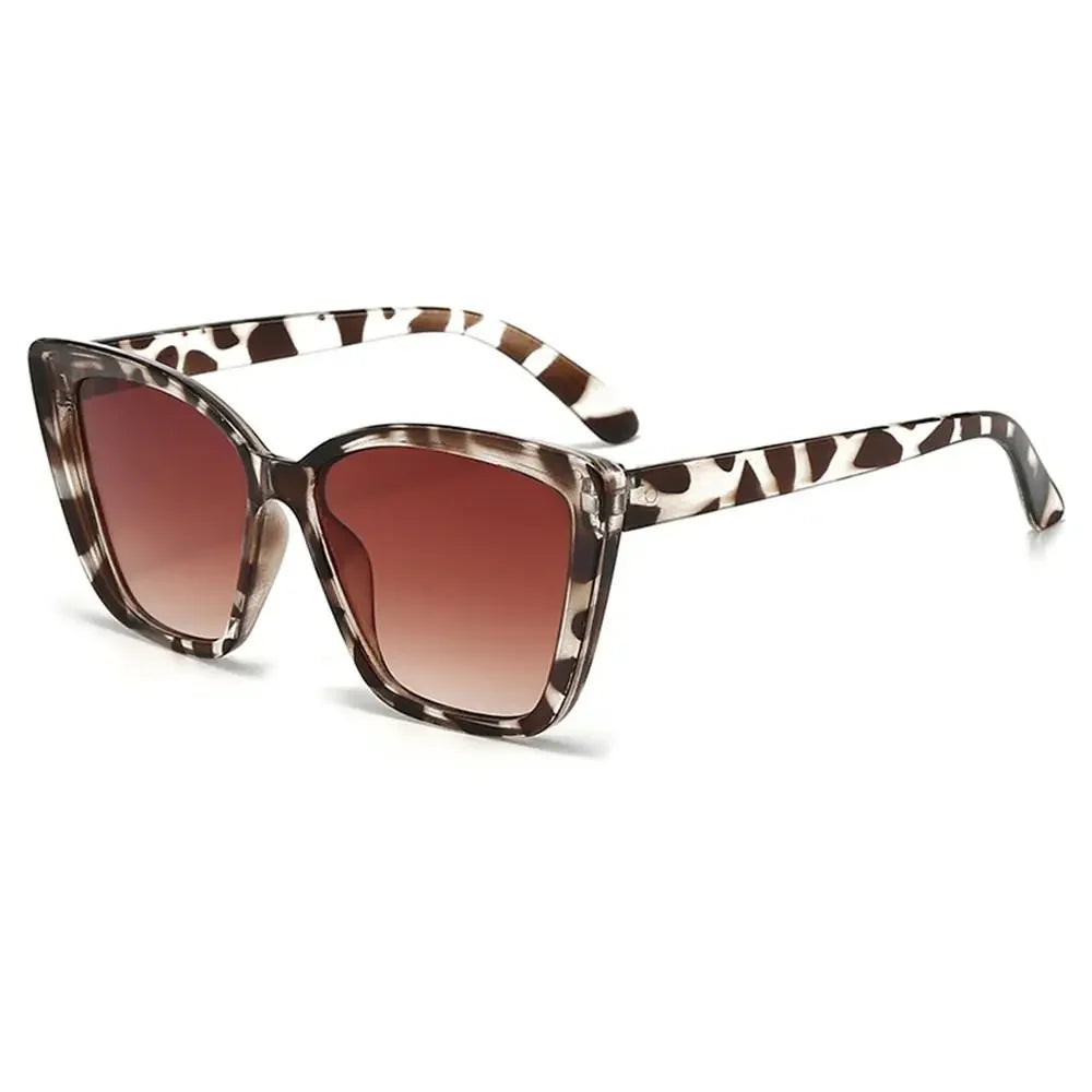Leopard Square Frame Sunglasses for Women – UV400 Cat Eye Style