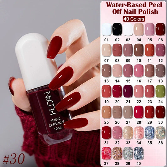Water-Based Peel Off Nail Polish – 40 Colors, Quick Dry, No Lamp Needed