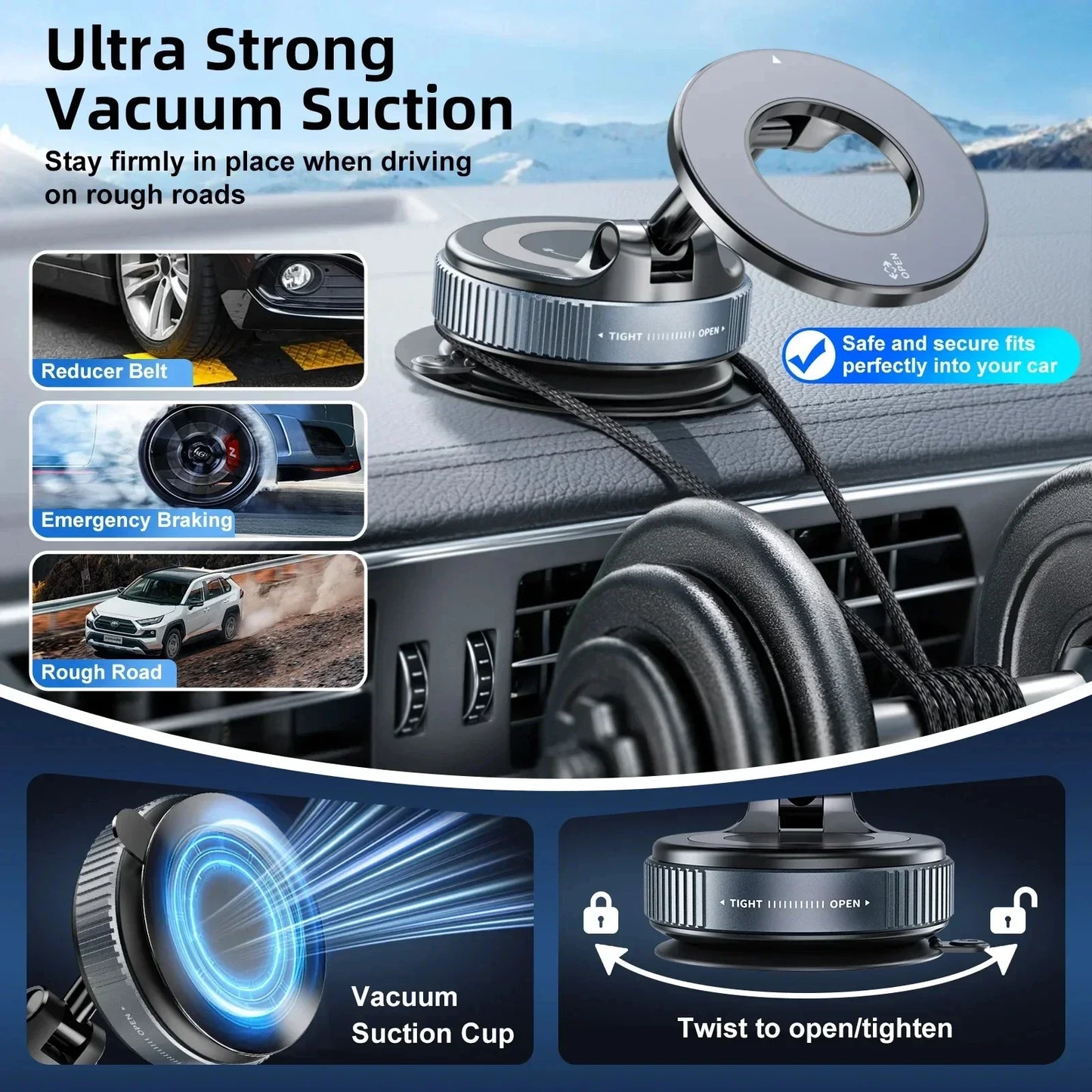 360° Magnetic Car Phone Holder – Strong Suction, Foldable & Universal Fit