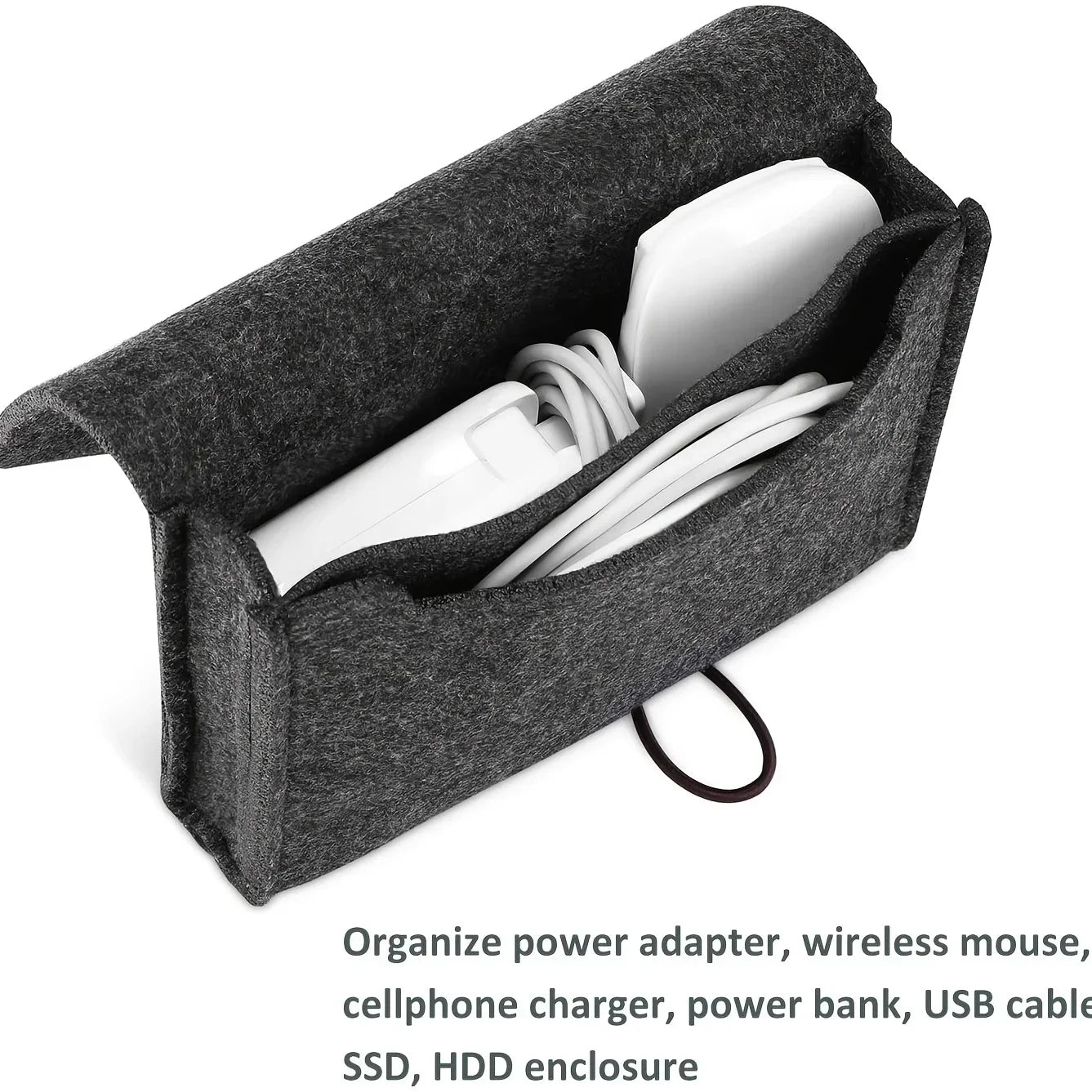 Travel Electronics Organizer – Felt Storage Case for Cables & Adapters