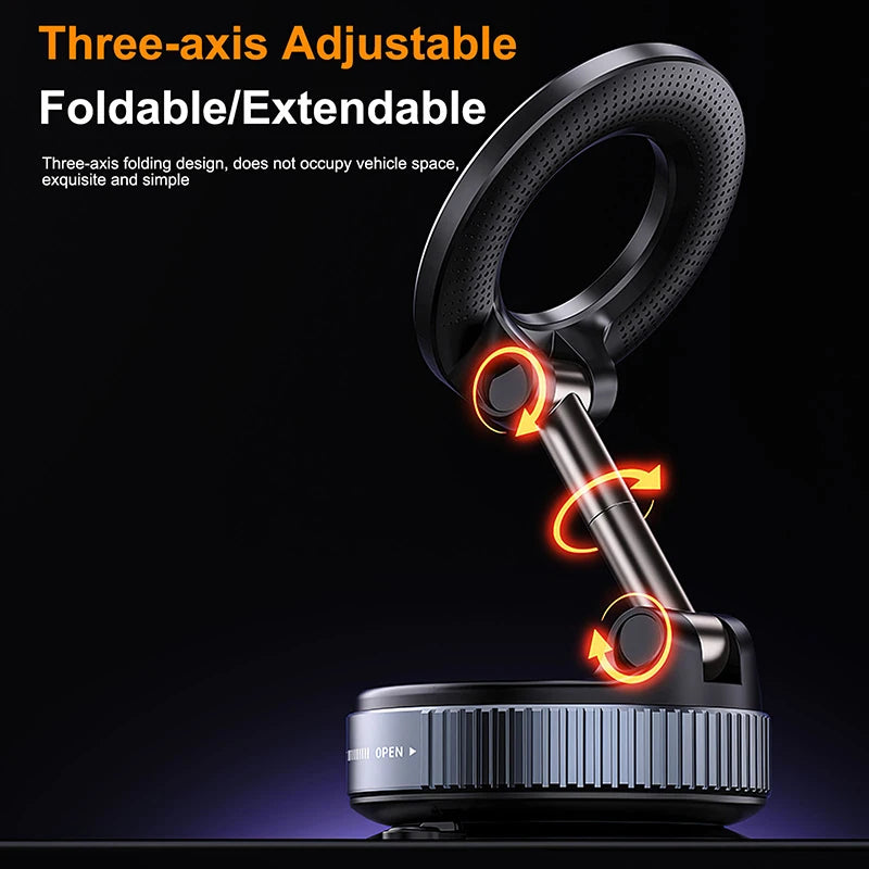 360° Magnetic Car Phone Holder – Strong Suction, Foldable & Universal Fit
