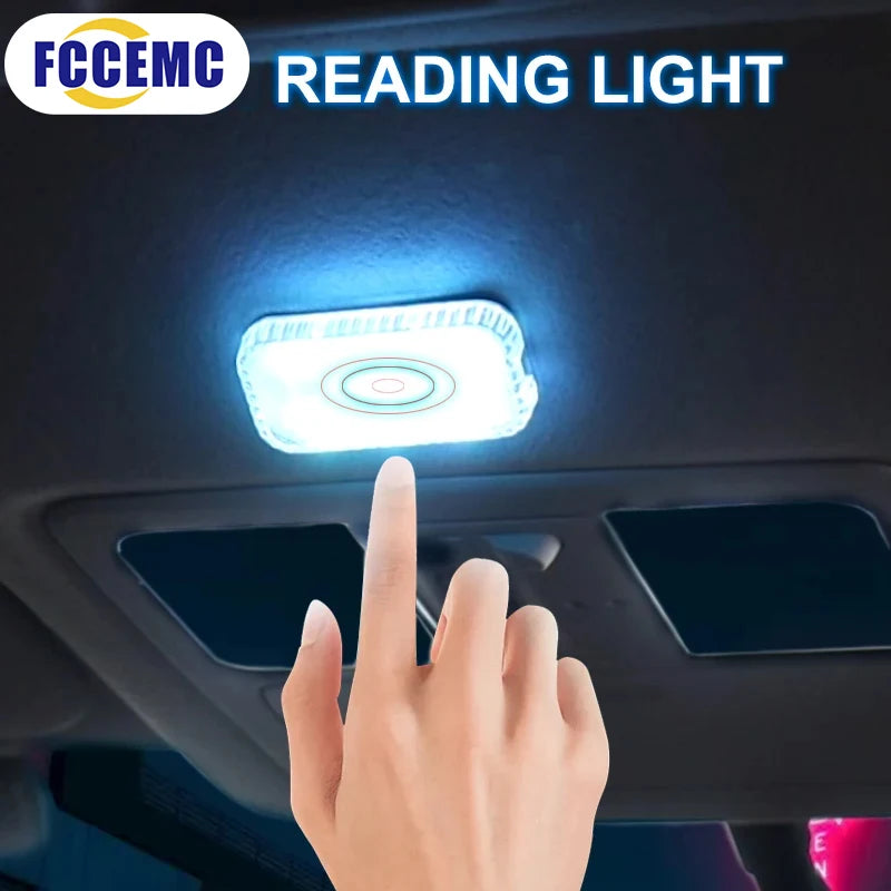 Mini Wireless LED Touch Light for Car Interior – USB Rechargeable Reading Lamp for Roof, Door & Storage
