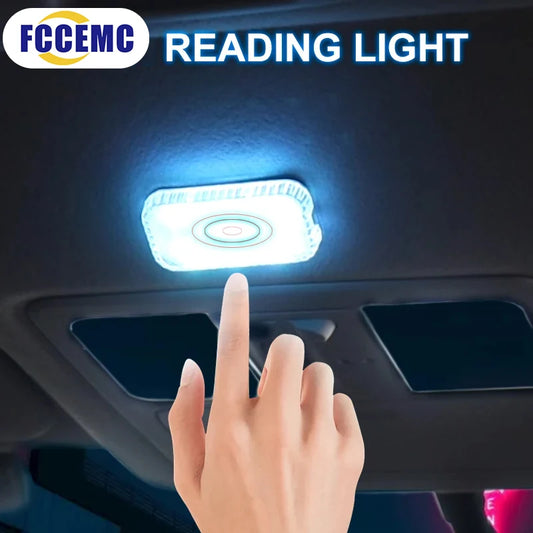 Mini Wireless LED Touch Light for Car Interior – USB Rechargeable Reading Lamp for Roof, Door & Storage