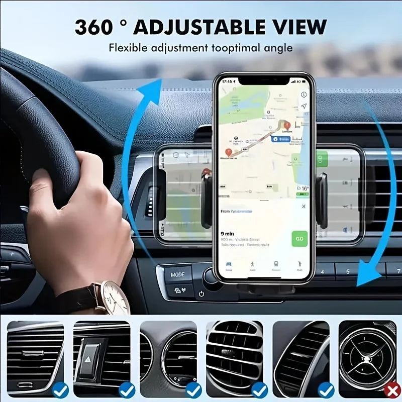 Car Air Vent Phone Holder – Universal Clip Mount for 4.7–6.7 Inch Smartphones & GPS