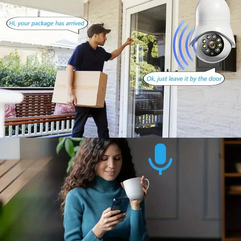360° WiFi Lightbulb Security Camera – 1080P Full HD, Night Vision & Two-Way Audio