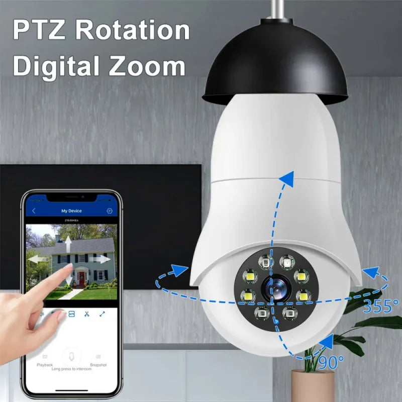 360° WiFi Lightbulb Security Camera – 1080P Full HD, Night Vision & Two-Way Audio