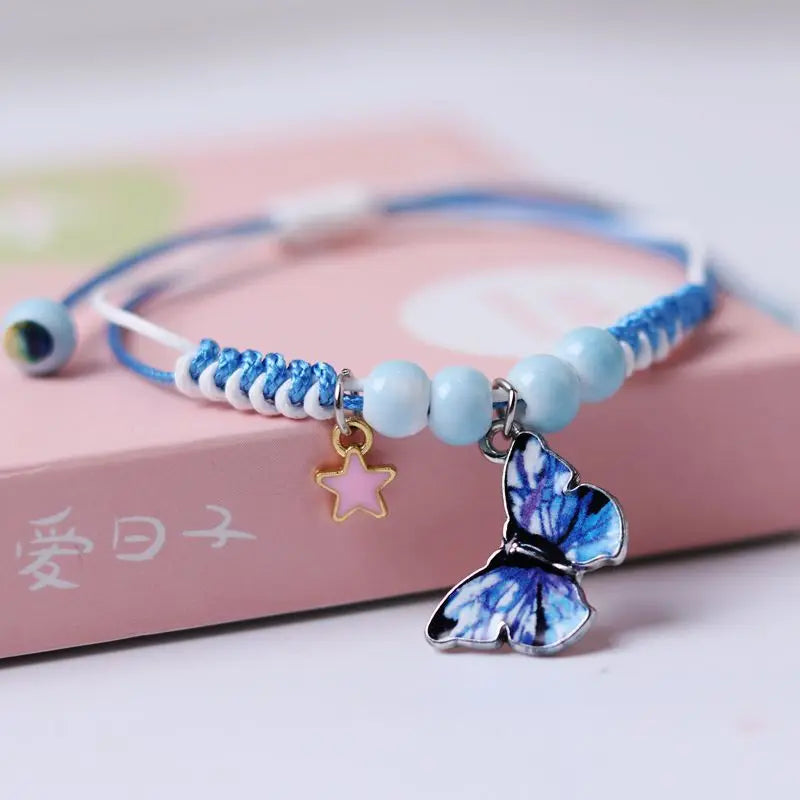 Cartoon Animal Charm Bracelet – Cat & Flower Friendship Jewelry for Girls