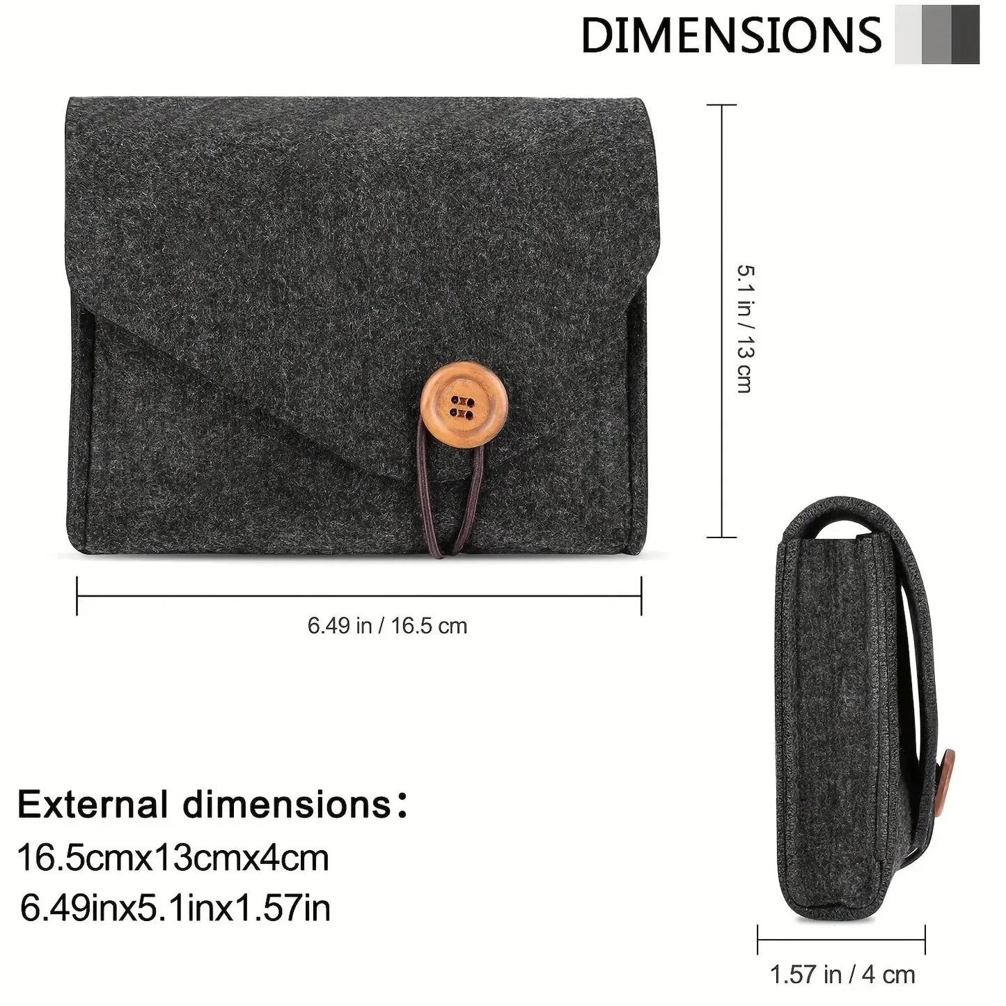 Travel Electronics Organizer – Felt Storage Case for Cables & Adapters