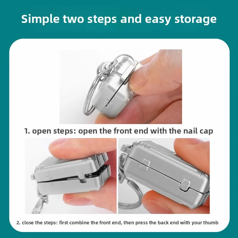 Foldable Nail Clipper Keychain – Stainless Steel Rotary Nail Cutter