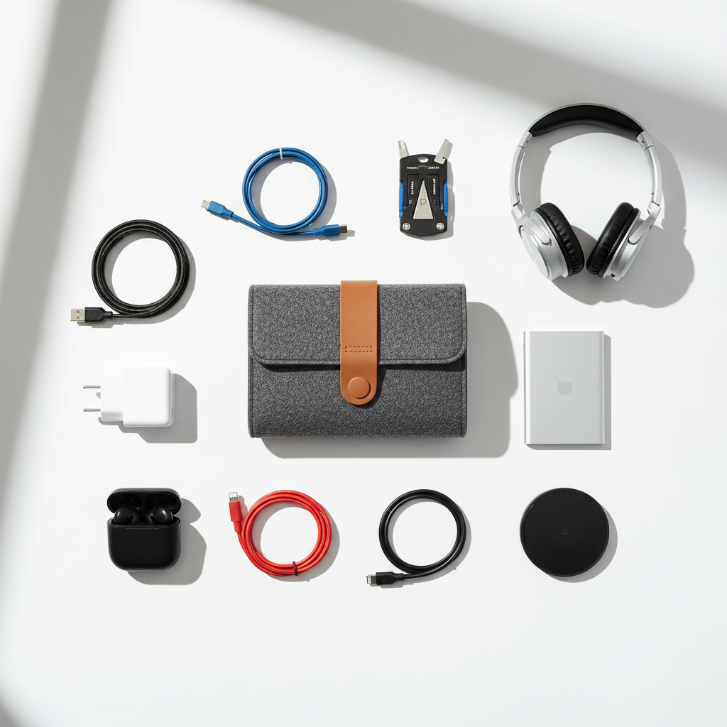 Flat Lay Electronics Organizer